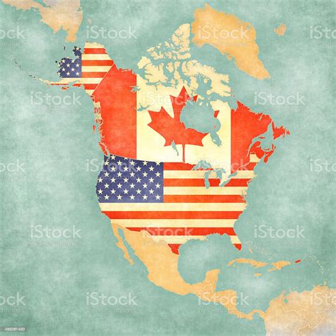 Map Of North America Usa And Canada Stock Vector Art And More Images Of