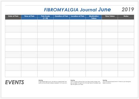 Fibromyalgia Journal Template For Word Download