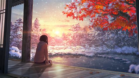 Anime Scenery Autumn Sunset 4k 3840x2160 Anime Scenery