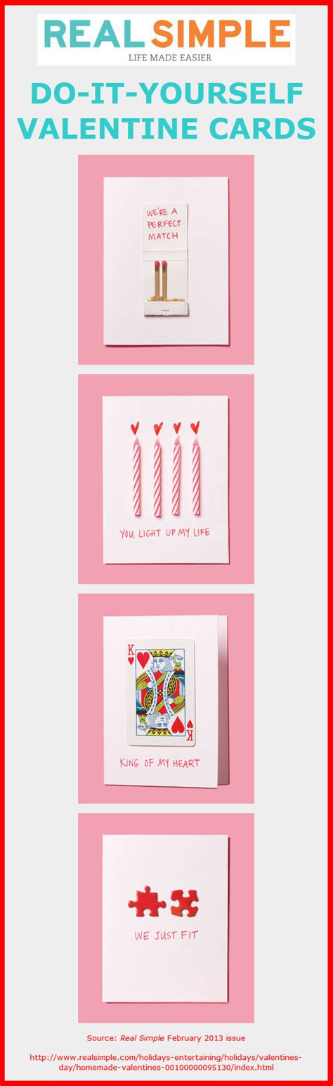 Make yourself a part of the gift. Real Simple Do-It-Yourself Valentine's Cards | Infographic A Day