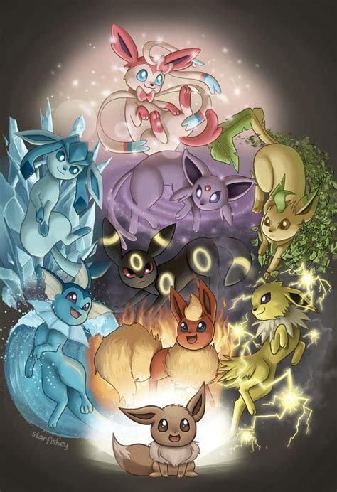 Eeveelutions By Starfishey On Deviantart Cute Pokemon Wallpaper
