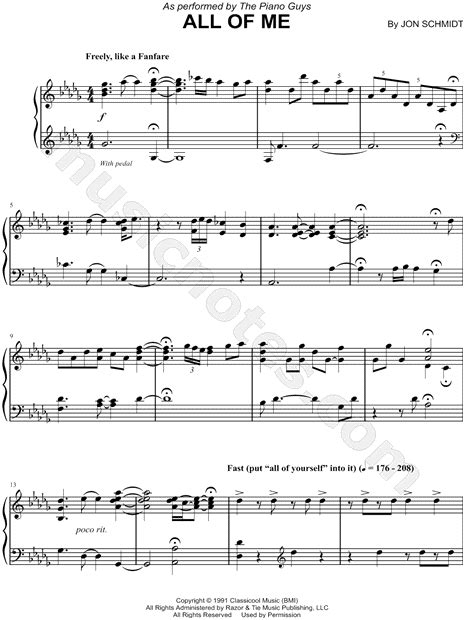 Arranged by david sides for intermediate level pianists. The Piano Guys "All of Me" Sheet Music (Piano Solo) - Download & Print | Klaviernoten, Noten ...