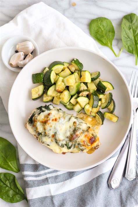 Two Cheese Spinach And Chicken Bake With Roasted Zucchini Zen And Spice