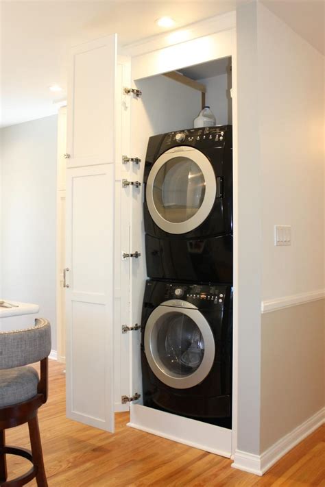 Stacked Black Washer and Dryer | HGTV