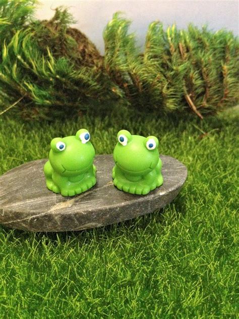 Fairy Garden Miniature Frog Figurines Two Cute Little Frogs Etsy