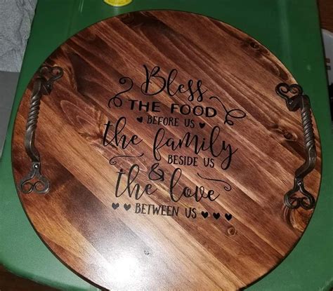 A Wooden Toilet Seat With The Words Blessing And Hearts On Its Side