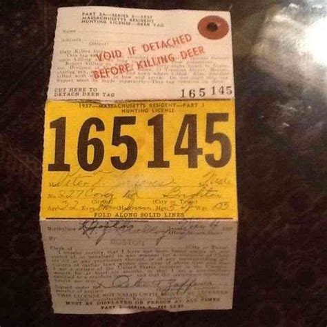 1957 Massachusetts Hunting License