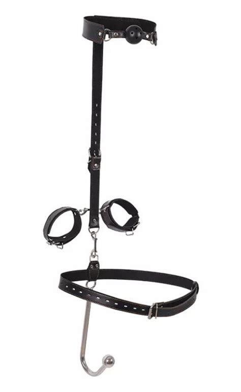 Bdsm Anal Hook With Mouth Gag And Leather Collar Cuffs And Etsy Uk
