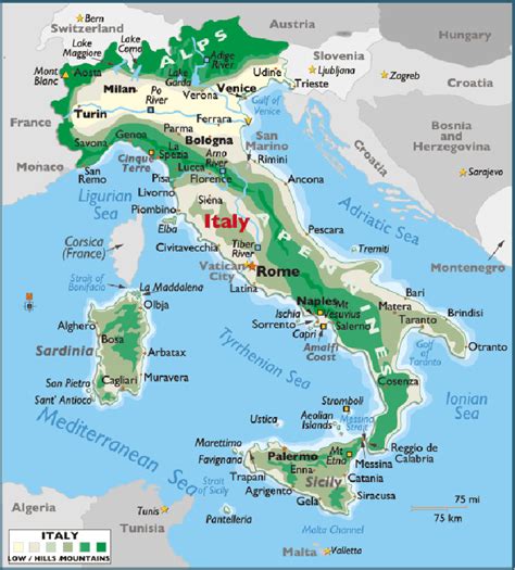 A Colorful Travel Map Of Italy