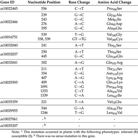 Sense Mutation Information Of The 11 Putative Luals Genes In Different