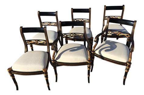 Black Regency Dining Chairs - Set of 6 | Chairish