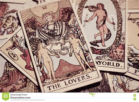 The meaning of the lovers tarot card: The Tarot Cards - The Lovers Card And Other Good Meaning Cards. Stock Image - Image of meaning ...