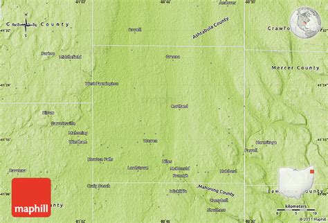 Physical Map Of Trumbull County