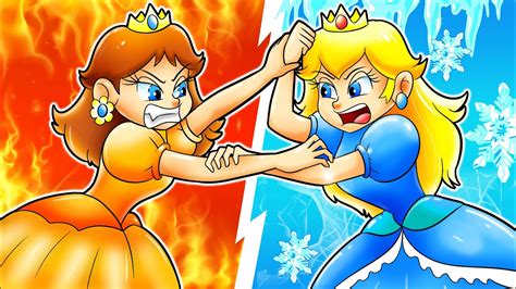 Hot And Cold Pregnant With Daisy And Peach Girl On Fire Vs Icy Girl Super Mario Bros Animation