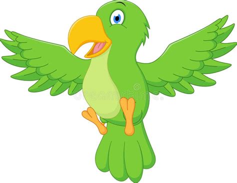 Happy Parrot Cartoon Flying Stock Vector Illustration Of Fable Hero