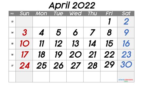April 2022 Calendar Weekday Academic Calendar 2022