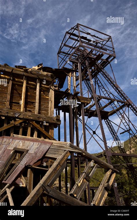 Taylor Headframe At The Kelly Mine Ghost Town In Socorro County New