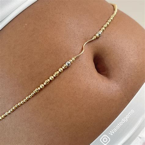 14k Gold Waist Beads Gold Belly Chain Gold Waist Chain Etsy