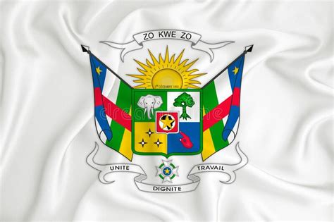 A Developing White Flag With The Coat Of Arms Of Central African