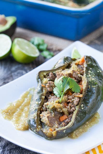 Maybe you would like to learn more about one of these? Enchilada Stuffed Peppers with Chile Verde Sauce - Against All Grain - Award Winning Gluten Free ...