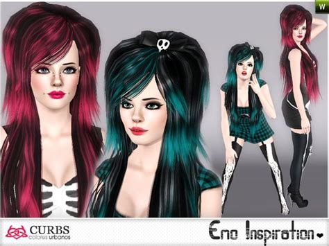 Emo Inspiration Hairstyle By Colores Urbanos Sims 3 Hairs Sims Hair