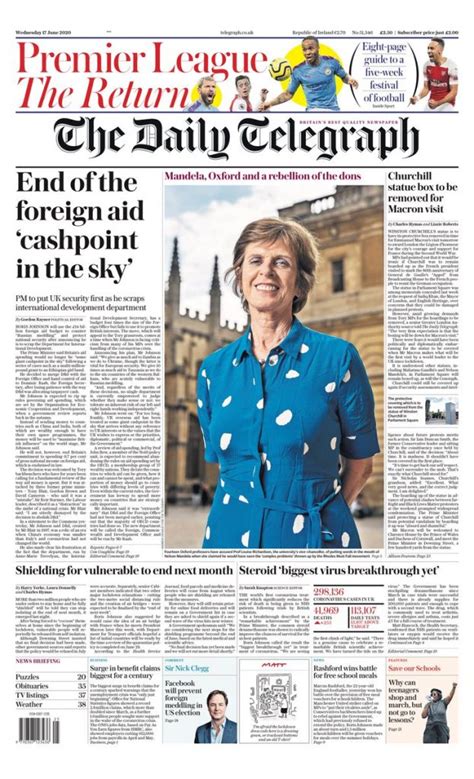 Daily Telegraph Front Page 17th Of June 2020 Tomorrows Papers Today