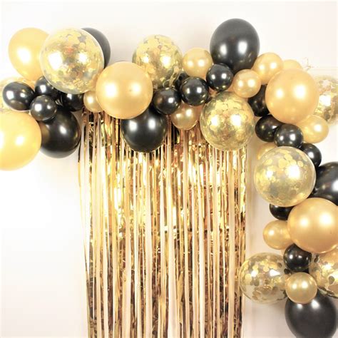 Black And Gold Balloon Garland Arch Decoration Kit Etsy Black And