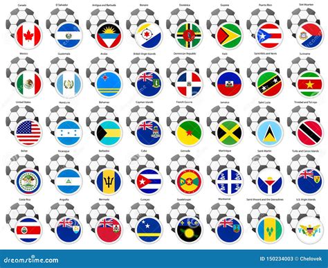 A Set Of Icons With Flags Of The North And Central America Countries