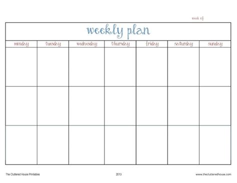 4 Week Calendar Template Weekly Calendar Template Weekly Calendar