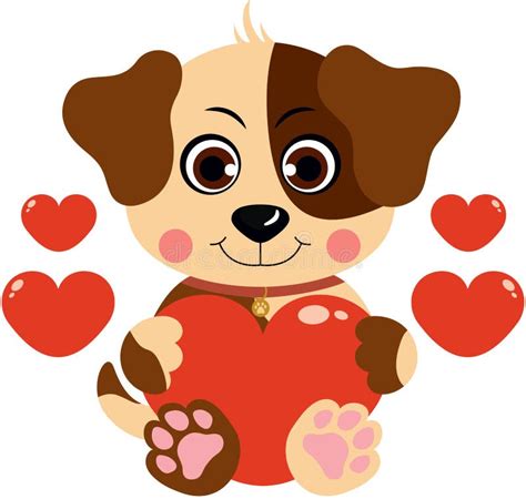 Loving Dog With Red Hearts Stock Vector Illustration Of Lovely 187219481