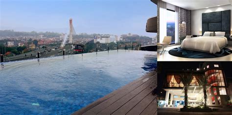 Kolam Renang dengan View Jembatan Layang Pasupati di Grandia Hotel