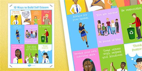 10 Ways To Build Self Esteem Poster Teacher Made Twinkl