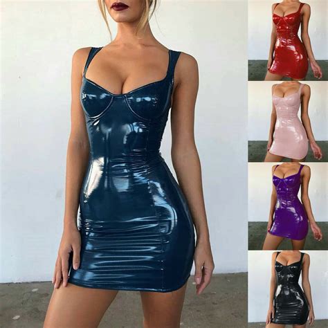 Hirigin Womens Summer Hot Sale Sexy Ladies Bodycon Pu Leather Evening