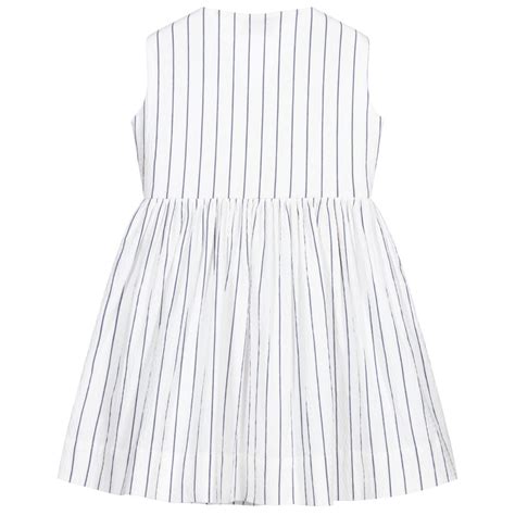 Il Gufo White And Blue Striped Dress Childrensalon Outlet
