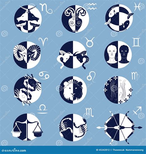Sistema De Doce Muestras Y Símbolos Del Horóscopo Del Zodiaco