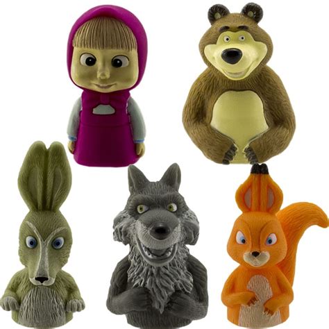 Buy Masha E Orso Cake Topper Set Of 5 Characters Funny Figures Masha And The Bear Rabbit