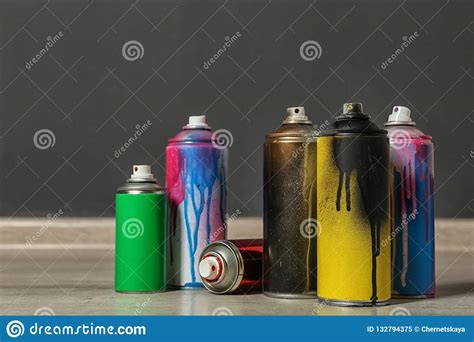 Used Cans Of Spray Paint Stock Image Image Of Container