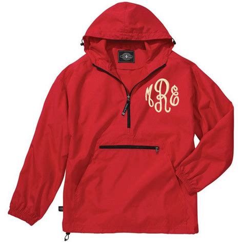 Monogrammed Pullover Jacket With A Hood Maroon Navy Red Pink Green