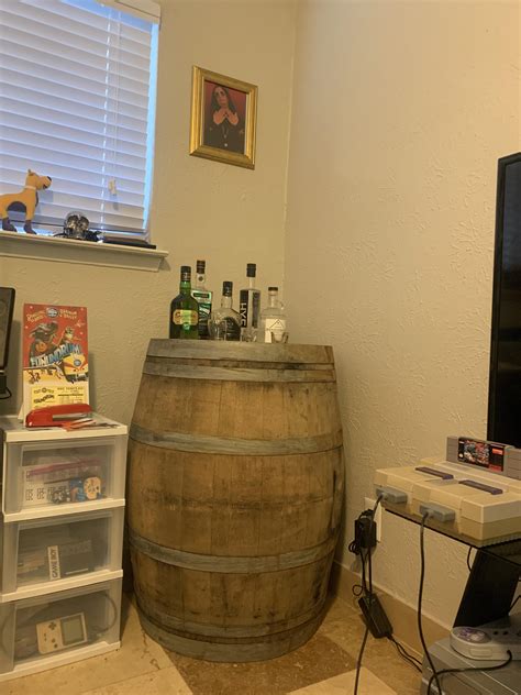 After the barrel is empty, the distillery may use it to create whiskey or sell it to either whiskey distilleries or the public. My future liquor cabinet - old whiskey barrel : whiskey