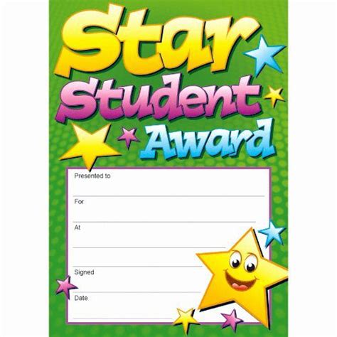 A Star Student Award Certificate With Stars On It
