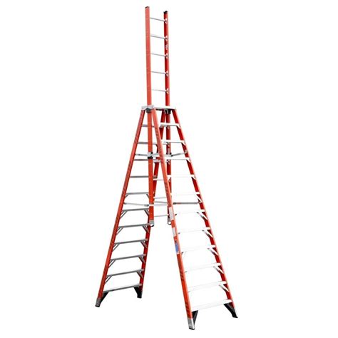 Shop Werner 12 Ft Fiberglass Type 1a 300 Lbs Trestle Step Ladder At