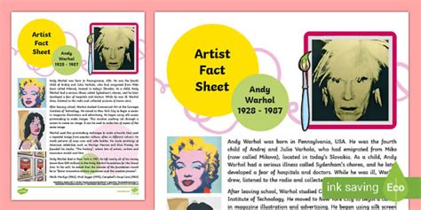 Andy Warhol Artist Fact Sheet Teacher Made Twinkl
