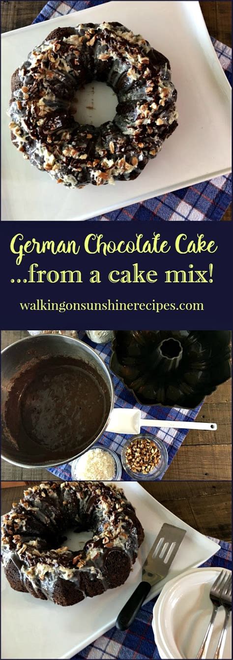 Make cake mix as directed on box, using water, oil and eggs. Recipe: Easy German Chocolate Cake from a Cake Mix ...