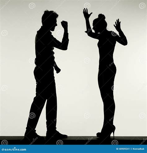 Silhouette Of Arguing Couple Stock Photo Image 40909241