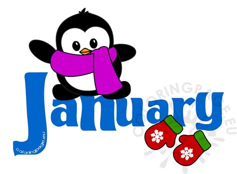 January month penguin clip art - Coloring Page