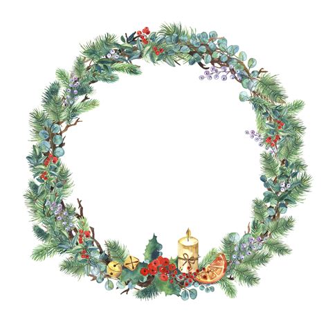 Watercolor Christmas Wreath By Evgeniia Grebneva Painting