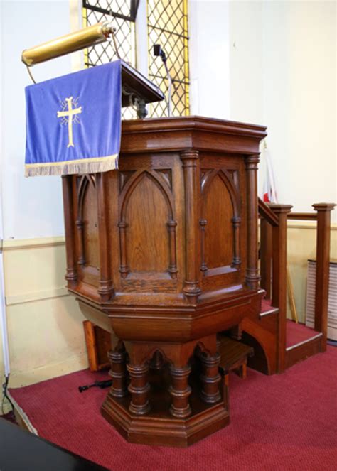Original Antique Church Pulpit With Stairs Made From Oak