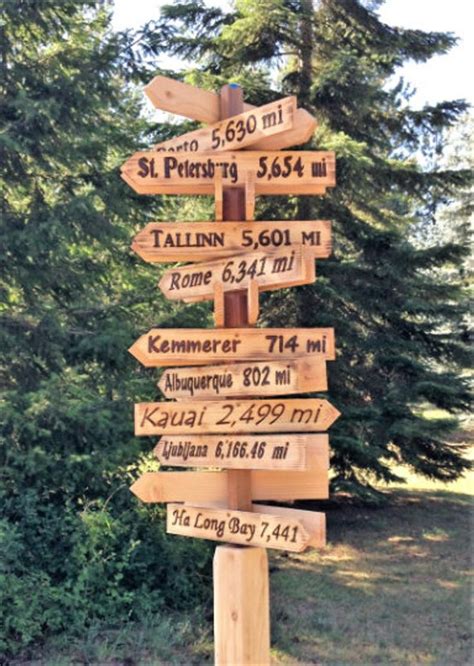 Rustic Mileage 360 Degree Directional Sign Post With Stake Etsy