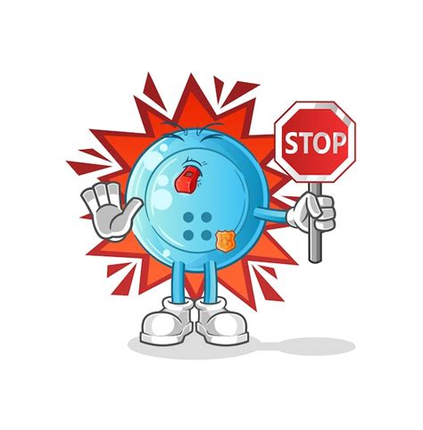 Premium Vector Shirt Button Holding Stop Sign Cartoon Mascot Vector