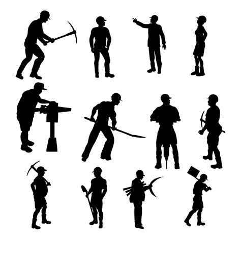 Workers Silhouettes Set Construction Worker Vectors Clip Art Library
